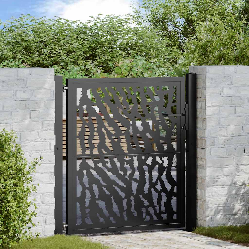 Cancello Giardino Nero 105x106 cm in Acciaio Design a Traccia