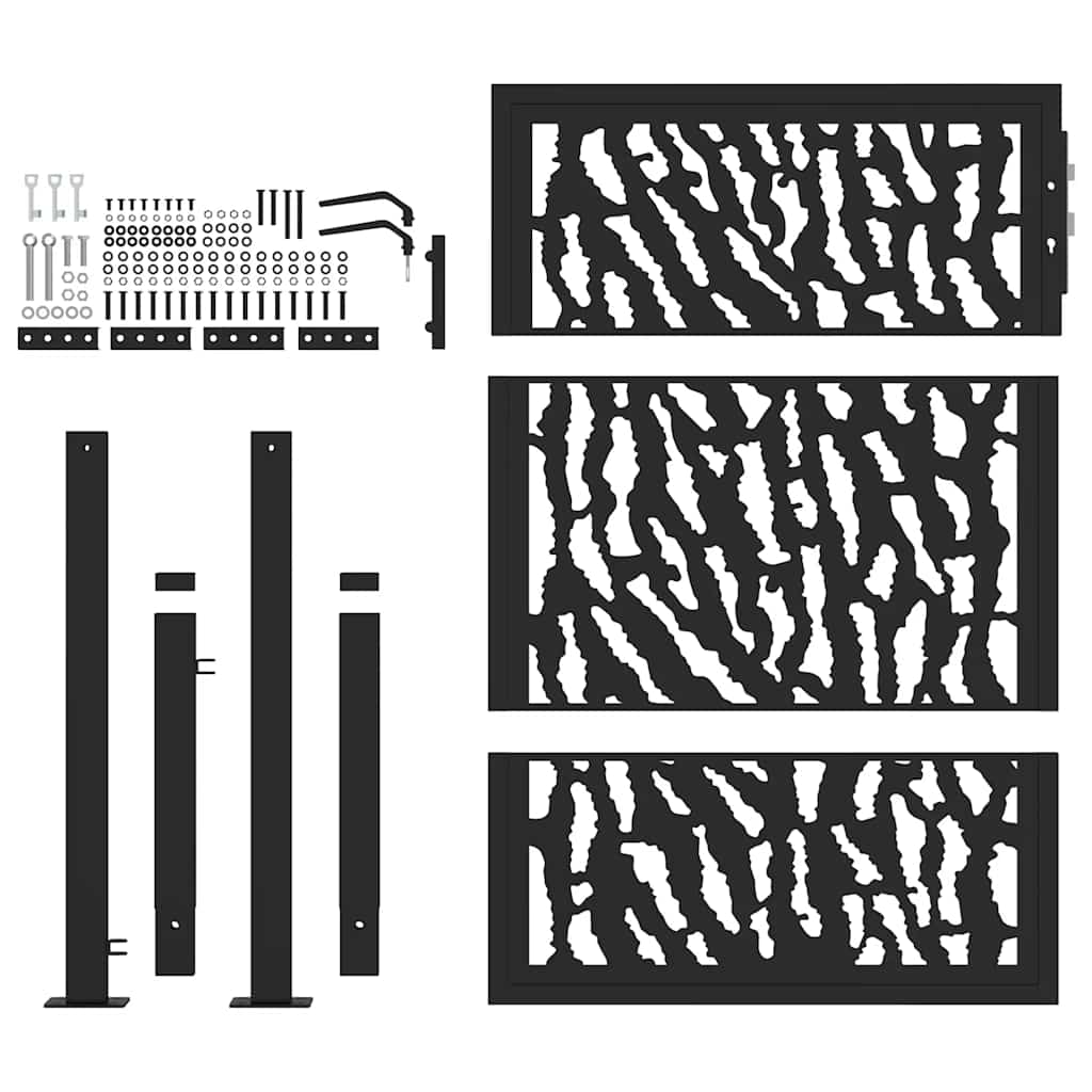 Cancello Giardino Nero 105x130 cm in Acciaio Design a Traccia