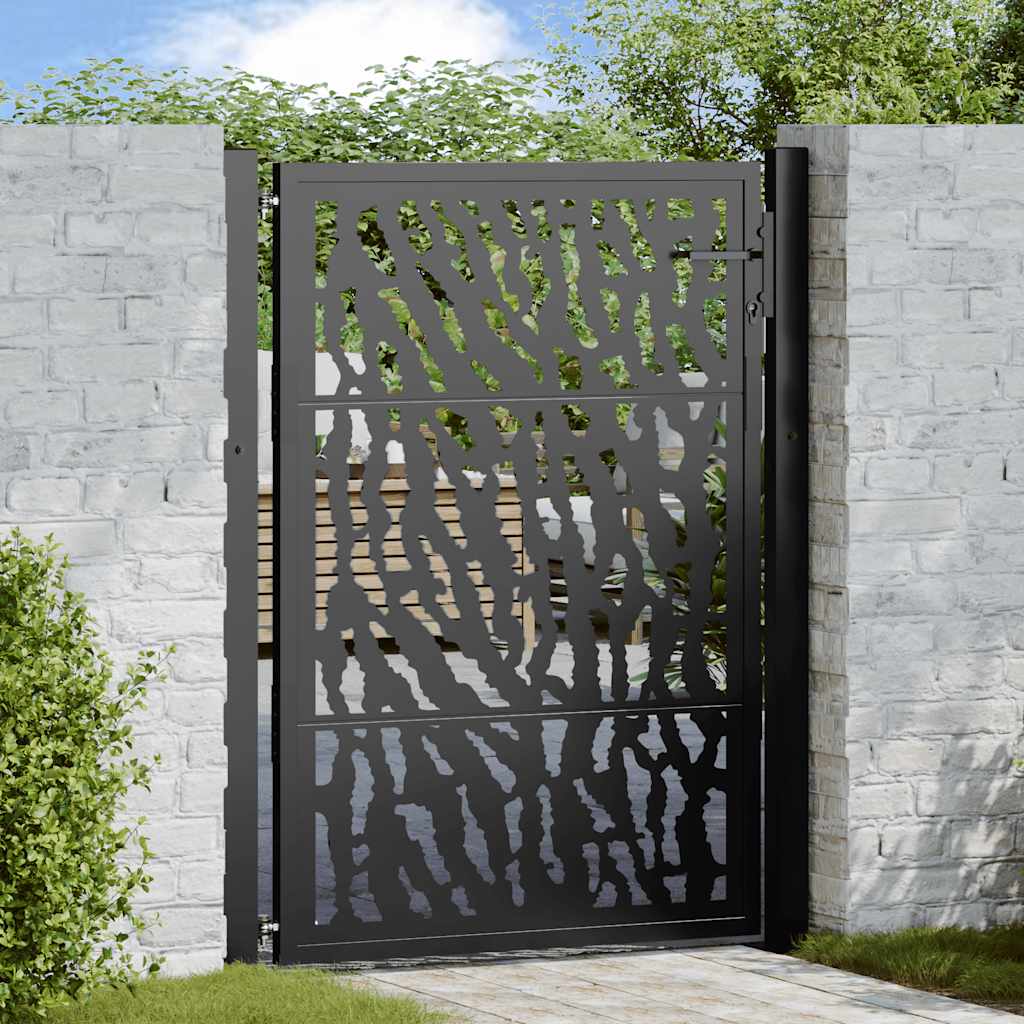 Cancello Giardino Nero 105x130 cm in Acciaio Design a Traccia