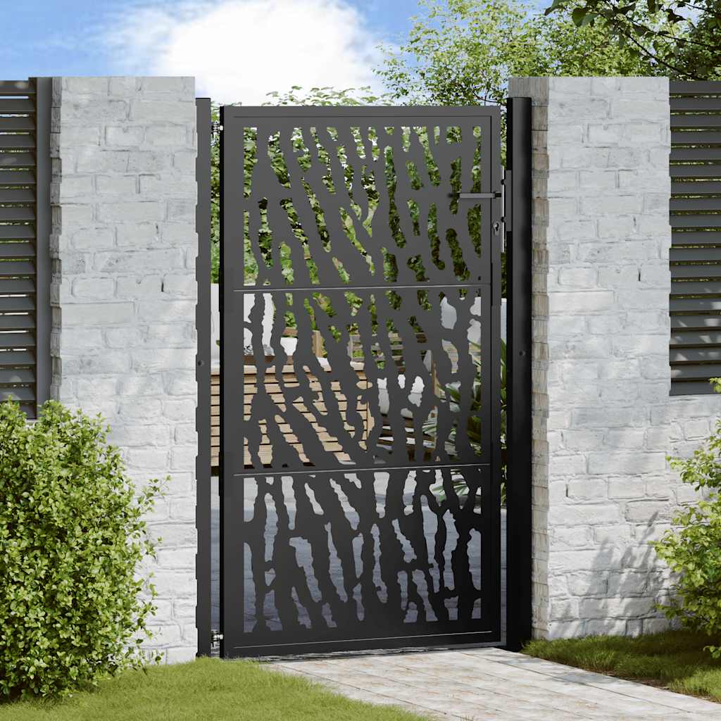 Cancello Giardino Nero 105x155 cm in Acciaio Design a Traccia