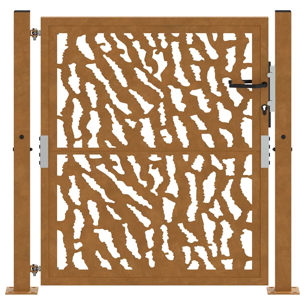 Cancello da Giardino 105x105 cm Acciaio Corten Design a Traccia