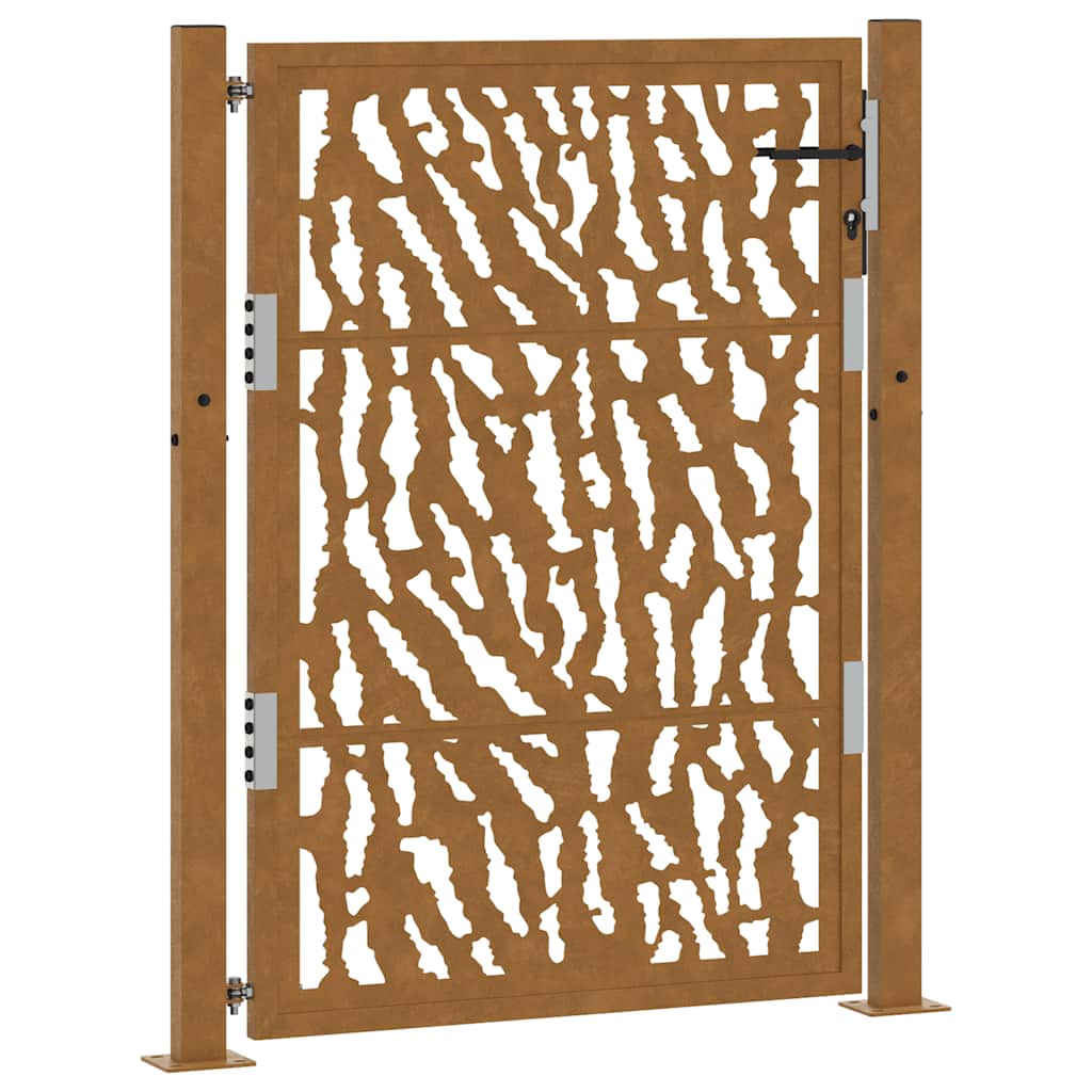 Cancello da Giardino 105x130 cm Acciaio Corten Design a Traccia