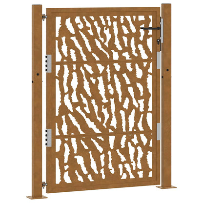 Cancello da Giardino 105x130 cm Acciaio Corten Design a Traccia