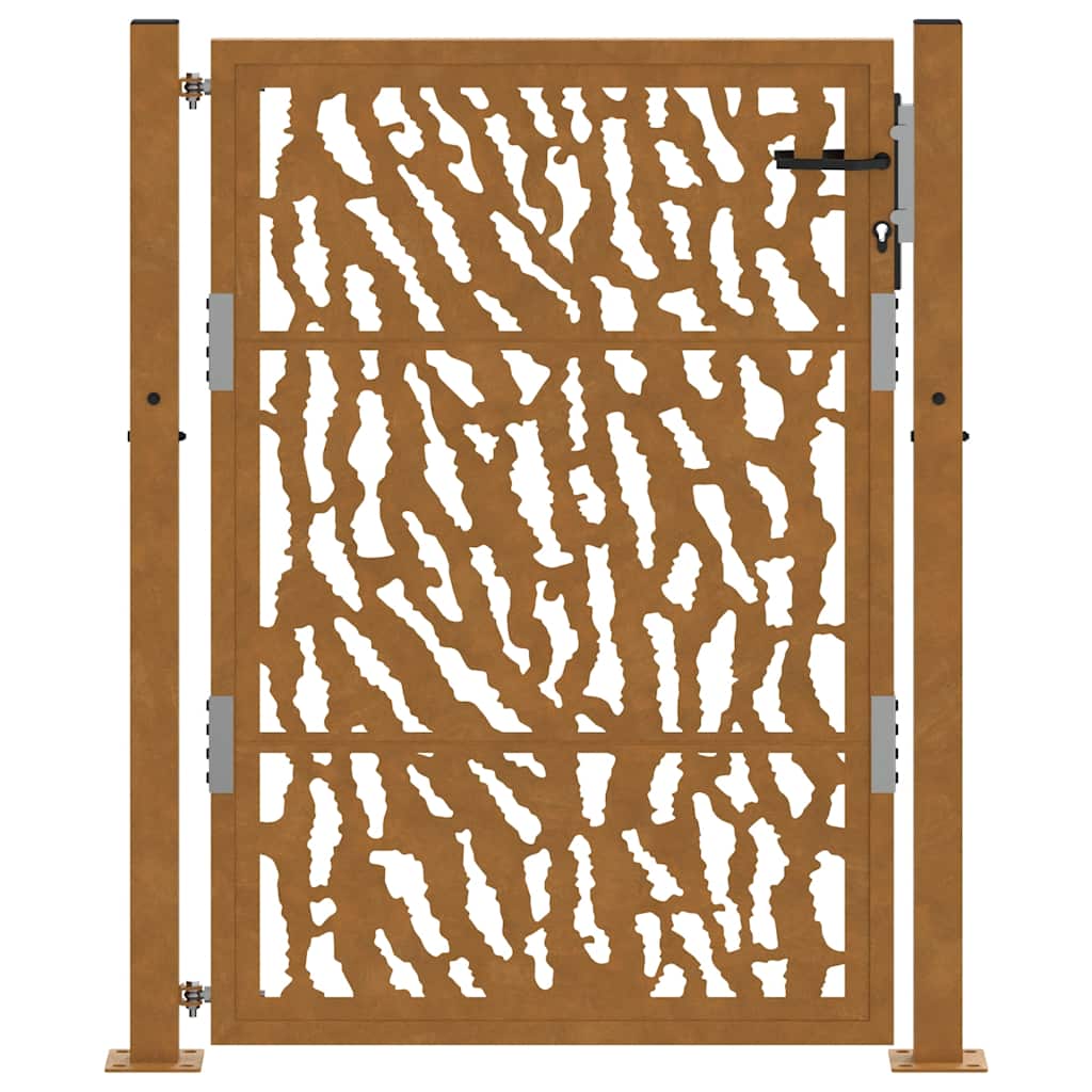 Cancello da Giardino 105x130 cm Acciaio Corten Design a Traccia