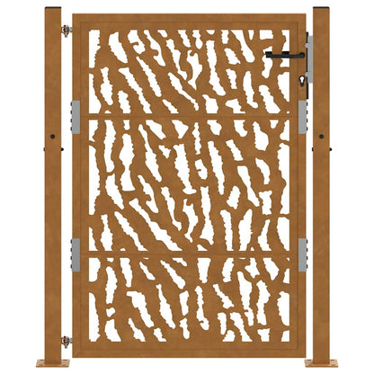 Cancello da Giardino 105x130 cm Acciaio Corten Design a Traccia