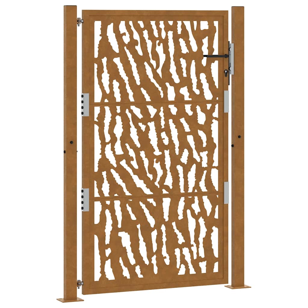 Cancello da Giardino 105x155 cm Acciaio Corten Design a Traccia