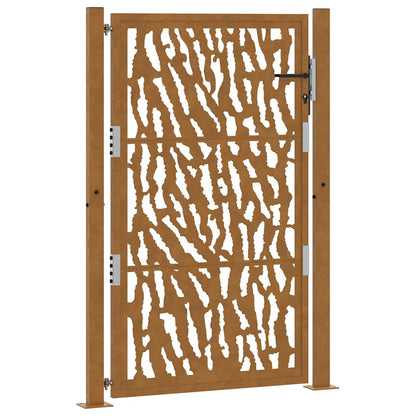 Cancello da Giardino 105x155 cm Acciaio Corten Design a Traccia
