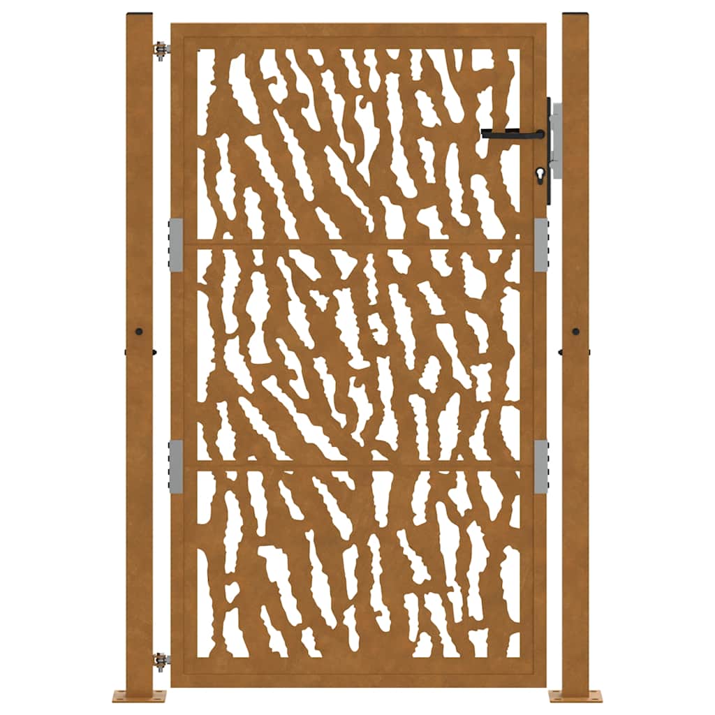 Cancello da Giardino 105x155 cm Acciaio Corten Design a Traccia