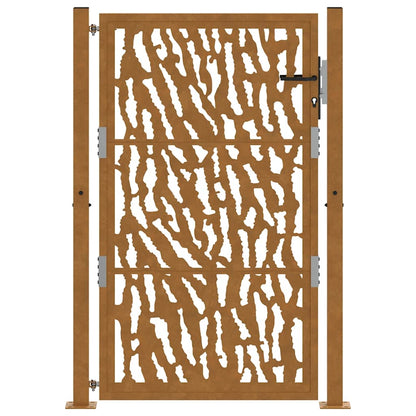 Cancello da Giardino 105x155 cm Acciaio Corten Design a Traccia