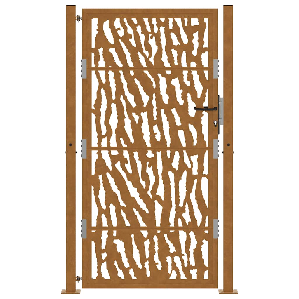 Cancello da Giardino 105x180 cm Acciaio Corten Design a Traccia