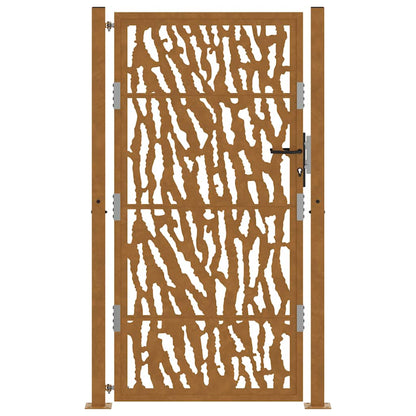 Cancello da Giardino 105x180 cm Acciaio Corten Design a Traccia