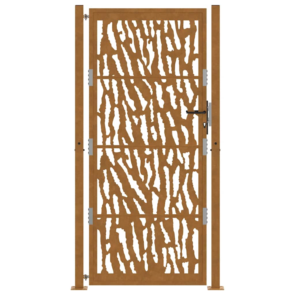 Cancello da Giardino 105x205 cm Acciaio Corten Design a Traccia