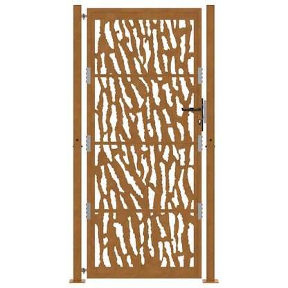 Cancello da Giardino 105x205 cm Acciaio Corten Design a Traccia