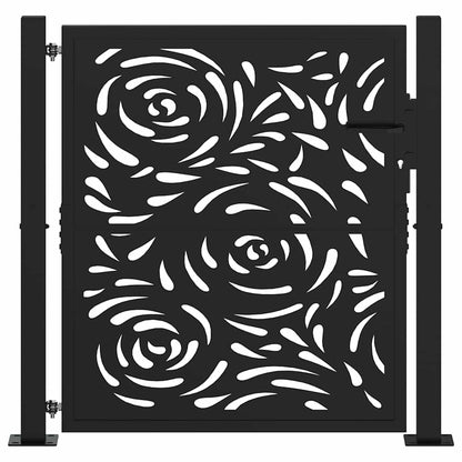 Cancello Giardino Nero 105x106 cm in Acciaio Design a Fiamma