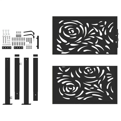 Cancello Giardino Nero 105x106 cm in Acciaio Design a Fiamma