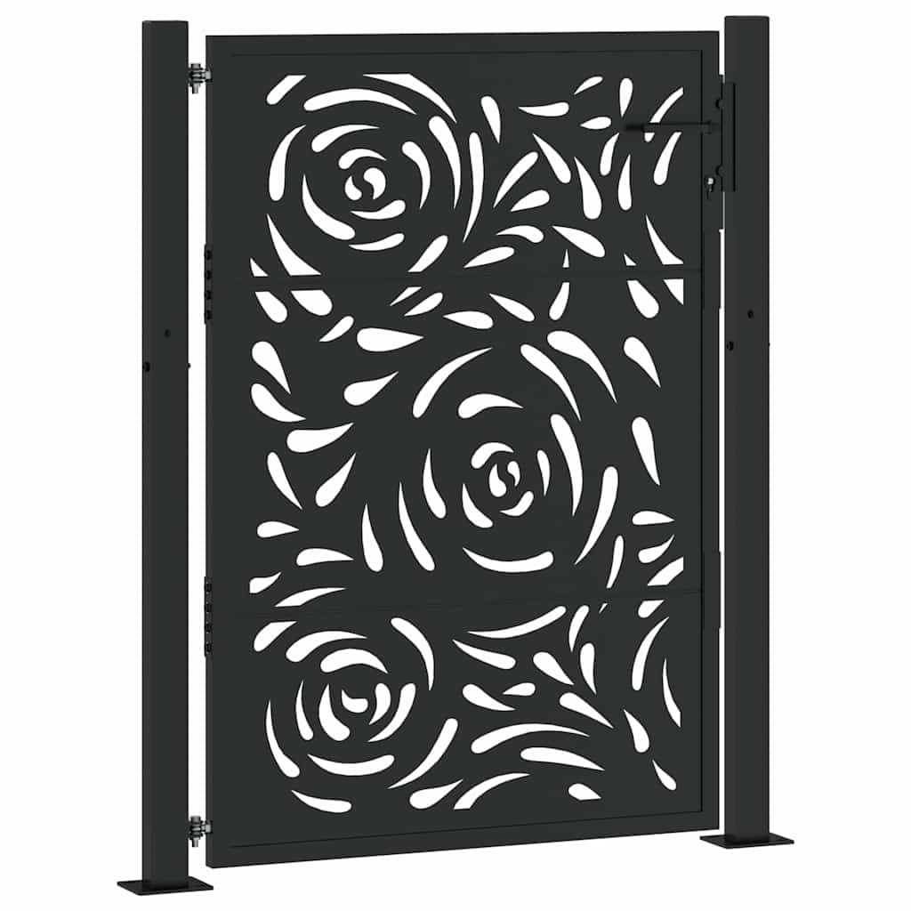 Cancello Giardino Nero 105x130 cm in Acciaio Design a Fiamma