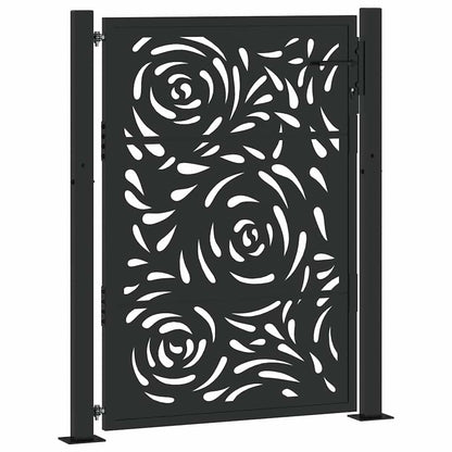 Cancello Giardino Nero 105x130 cm in Acciaio Design a Fiamma