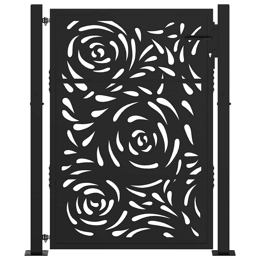Cancello Giardino Nero 105x130 cm in Acciaio Design a Fiamma