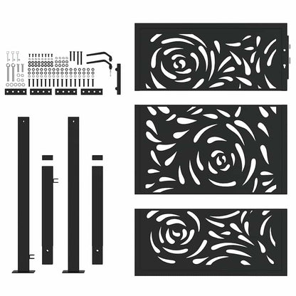 Cancello Giardino Nero 105x130 cm in Acciaio Design a Fiamma