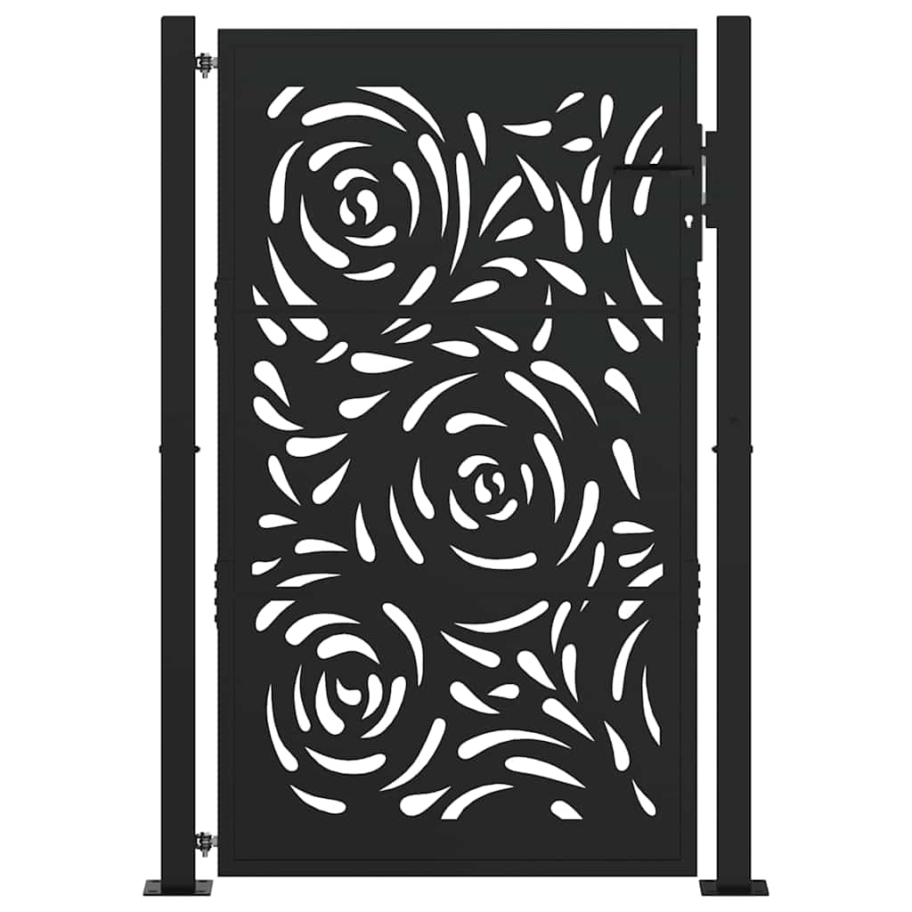 Cancello Giardino Nero 105x155 cm in Acciaio Design a Fiamma