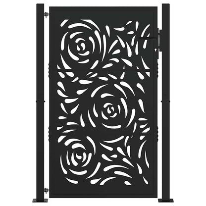 Cancello Giardino Nero 105x155 cm in Acciaio Design a Fiamma