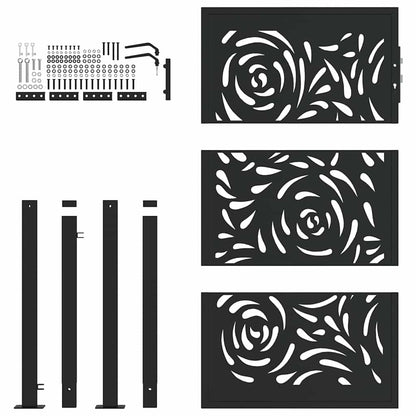 Cancello Giardino Nero 105x155 cm in Acciaio Design a Fiamma