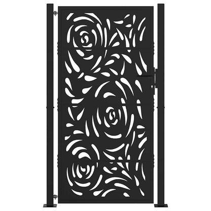 Cancello Giardino Nero 105x180 cm in Acciaio Design a Fiamma