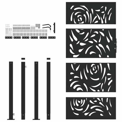 Cancello Giardino Nero 105x180 cm in Acciaio Design a Fiamma