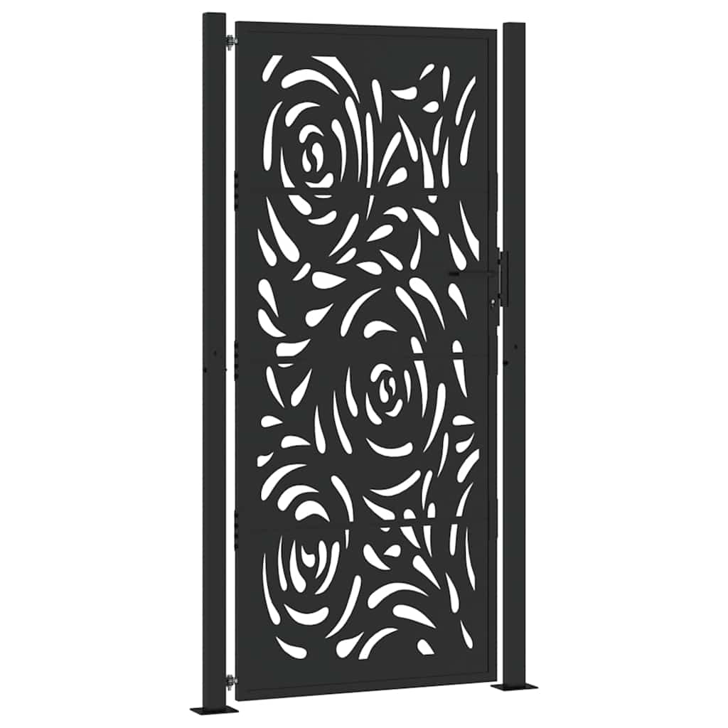 Cancello Giardino Nero 105x205 cm in Acciaio Design a Fiamma