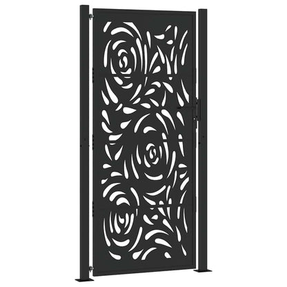 Cancello Giardino Nero 105x205 cm in Acciaio Design a Fiamma