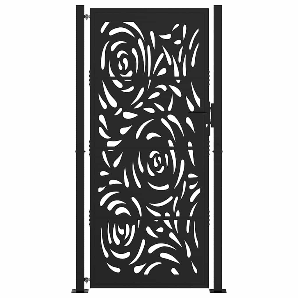 Cancello Giardino Nero 105x205 cm in Acciaio Design a Fiamma