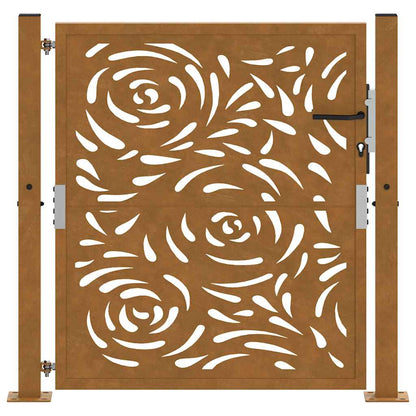 Cancello da Giardino 105x105 cm Acciaio Corten Design a Fiamma