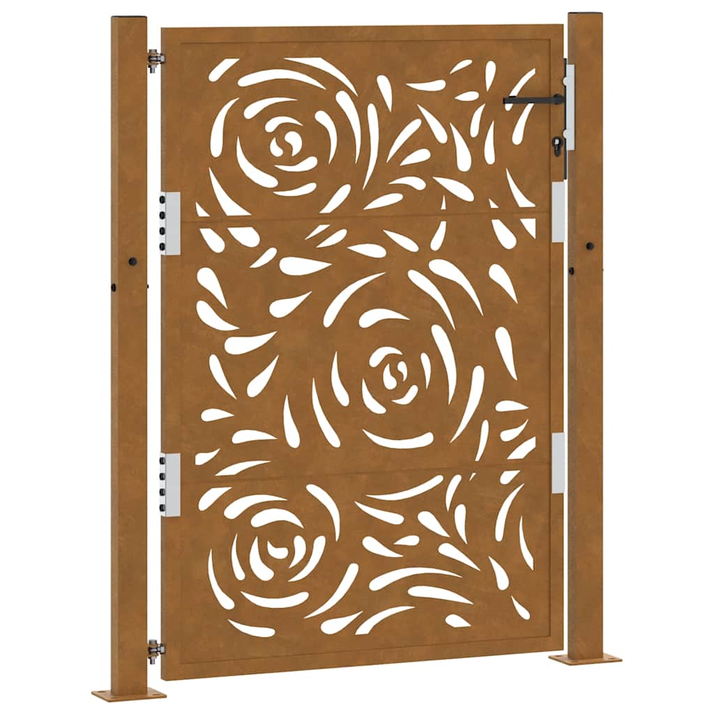 Cancello da Giardino 105x130 cm Acciaio Corten Design a Fiamma