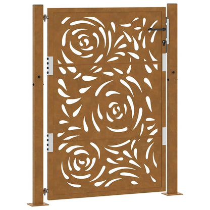 Cancello da Giardino 105x130 cm Acciaio Corten Design a Fiamma