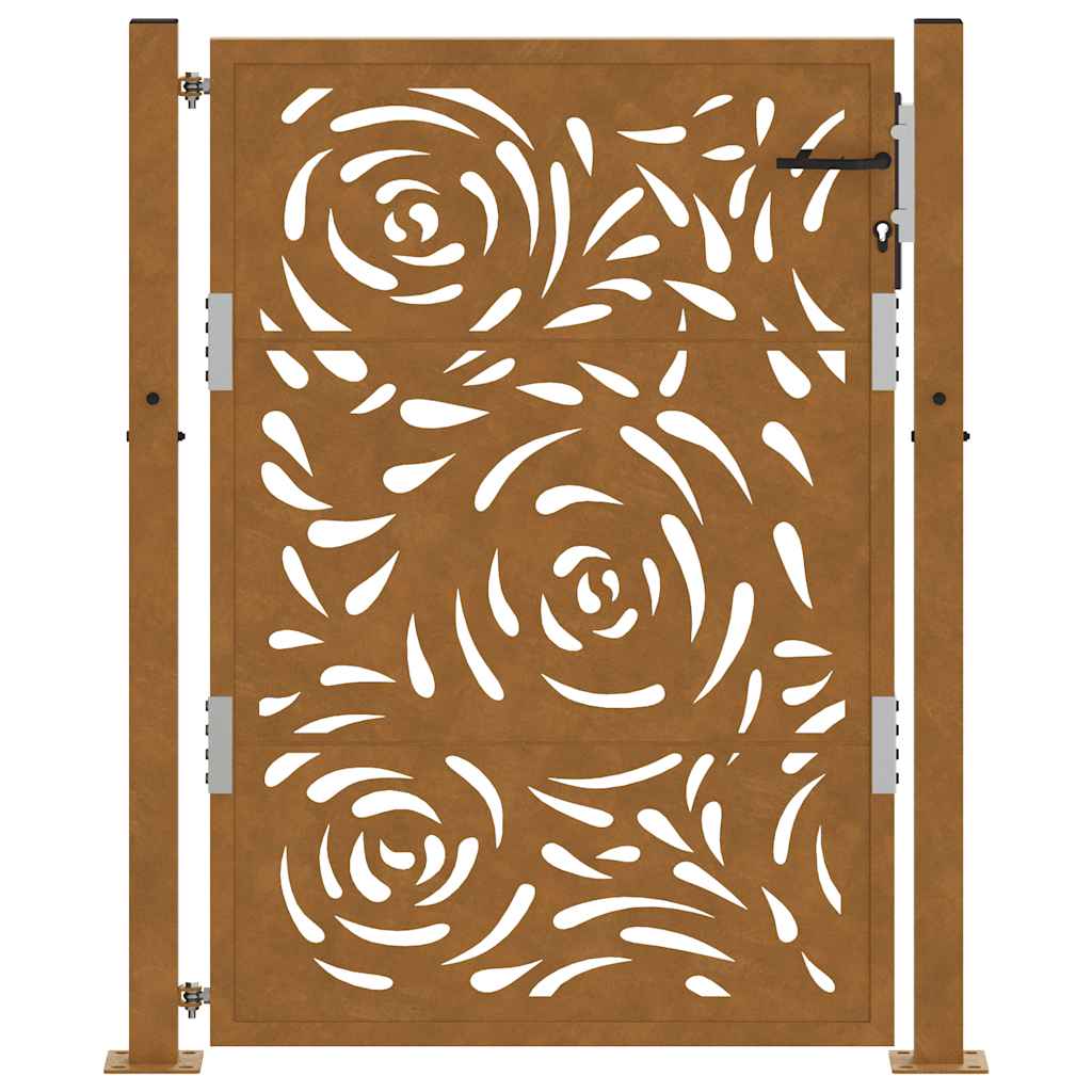 Cancello da Giardino 105x130 cm Acciaio Corten Design a Fiamma