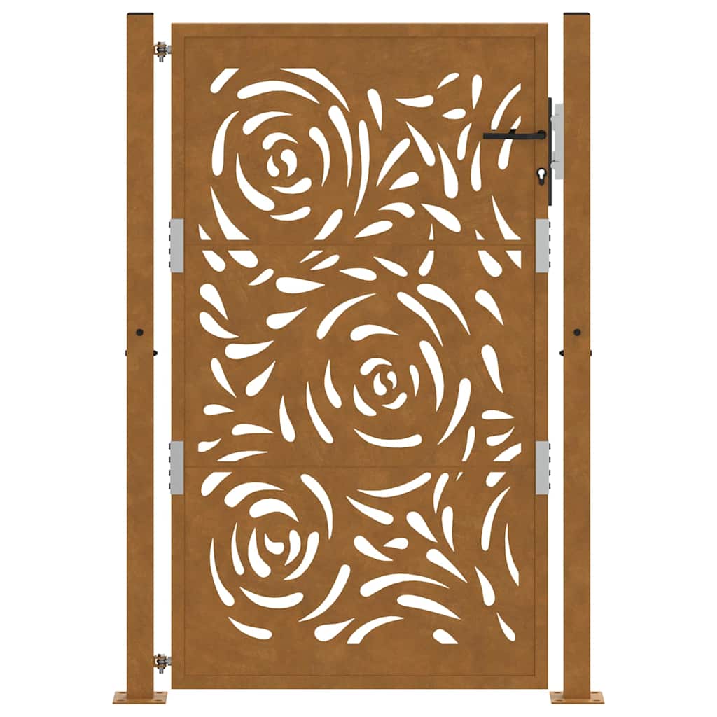 Cancello da Giardino 105x155 cm Acciaio Corten Design a Fiamma