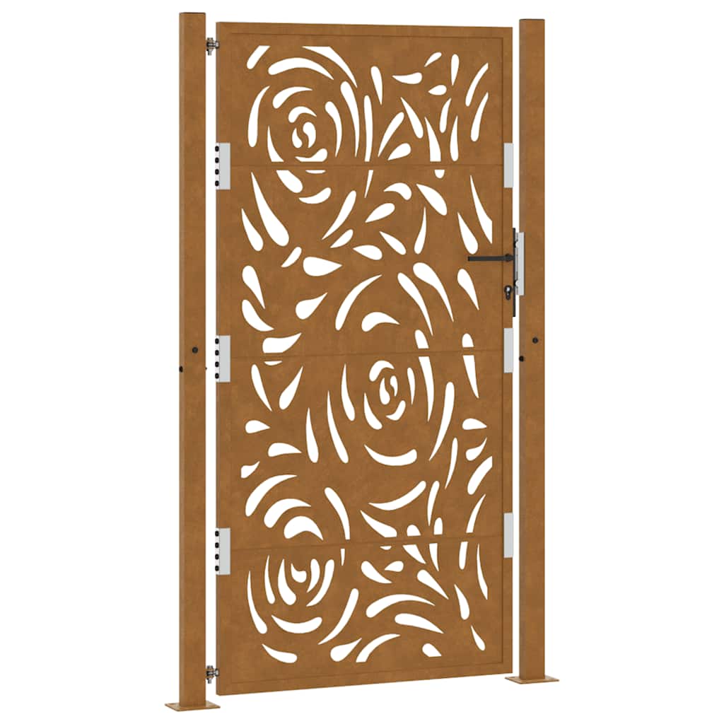Cancello da Giardino 105x180 cm Acciaio Corten Design a Fiamma