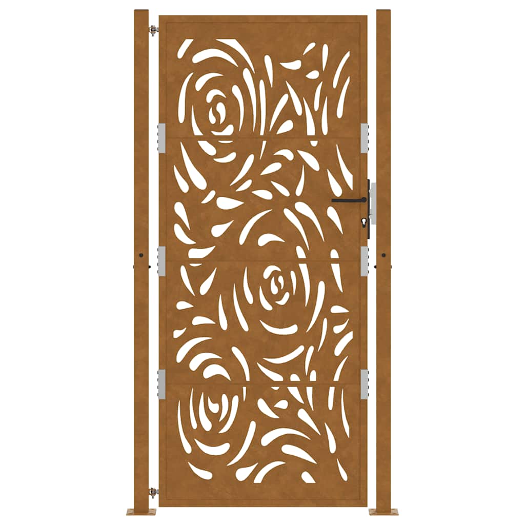 Cancello da Giardino 105x205 cm Acciaio Corten Design a Fiamma