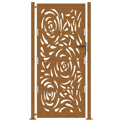 Cancello da Giardino 105x205 cm Acciaio Corten Design a Fiamma