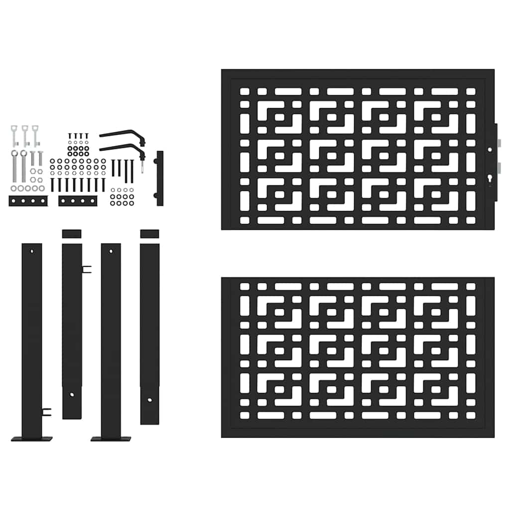 Cancello Giardino Nero 105x106 cm in Acciaio Design a Croce