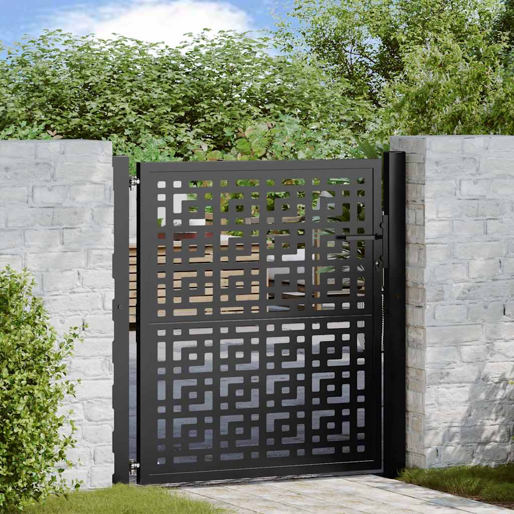 Cancello Giardino Nero 105x106 cm in Acciaio Design a Croce