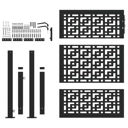 Cancello Giardino Nero 105x130 cm in Acciaio Design a Croce