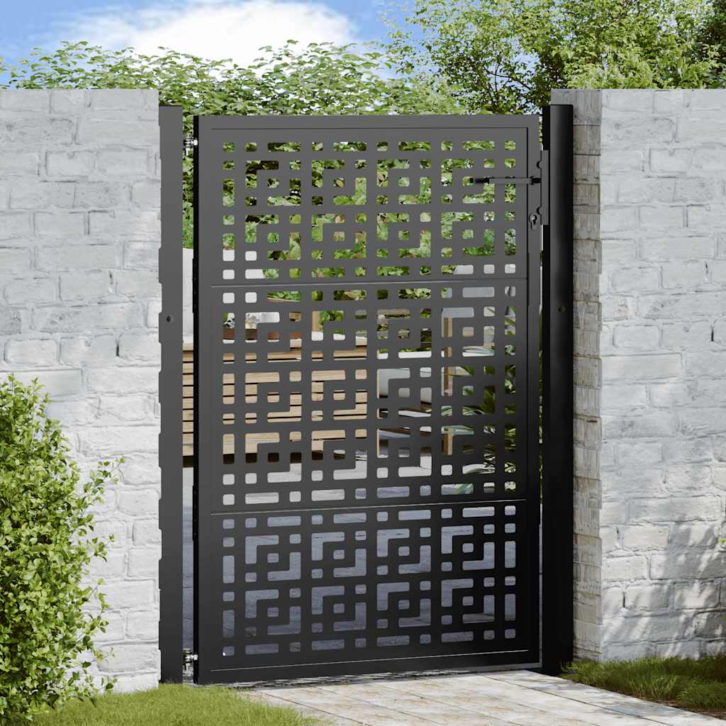 Cancello Giardino Nero 105x130 cm in Acciaio Design a Croce