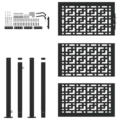 Cancello Giardino Nero 105x155 cm in Acciaio Design a Croce