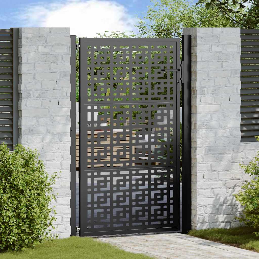 Cancello Giardino Nero 105x155 cm in Acciaio Design a Croce