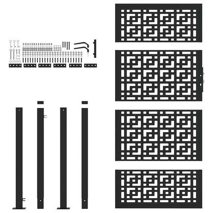 Cancello Giardino Nero 105x180 cm in Acciaio Design a Croce