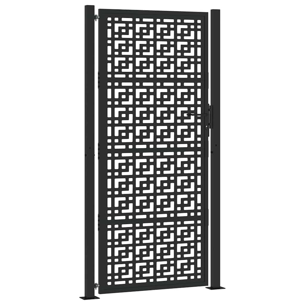 Cancello Giardino Nero 105x205 cm in Acciaio Design a Croce