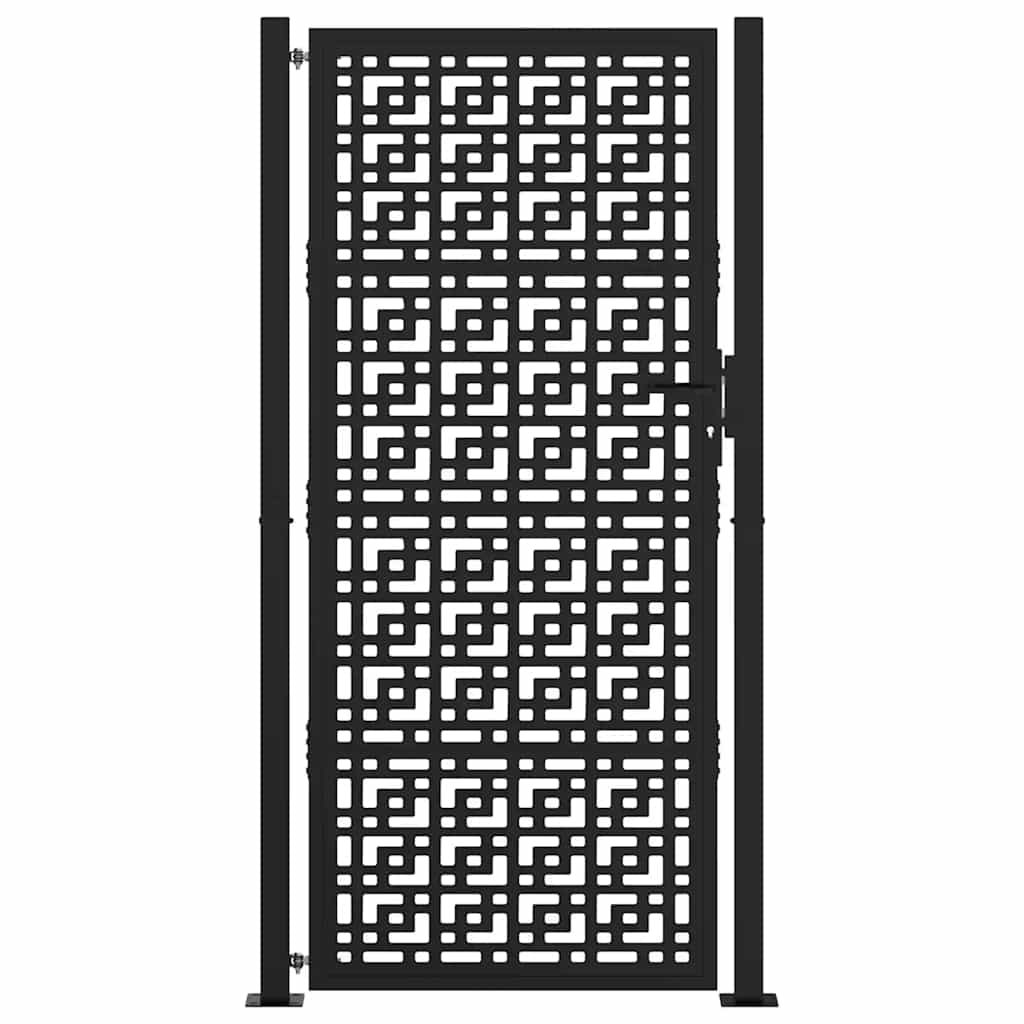 Cancello Giardino Nero 105x205 cm in Acciaio Design a Croce
