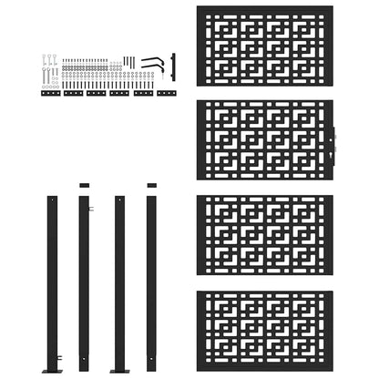 Cancello Giardino Nero 105x205 cm in Acciaio Design a Croce