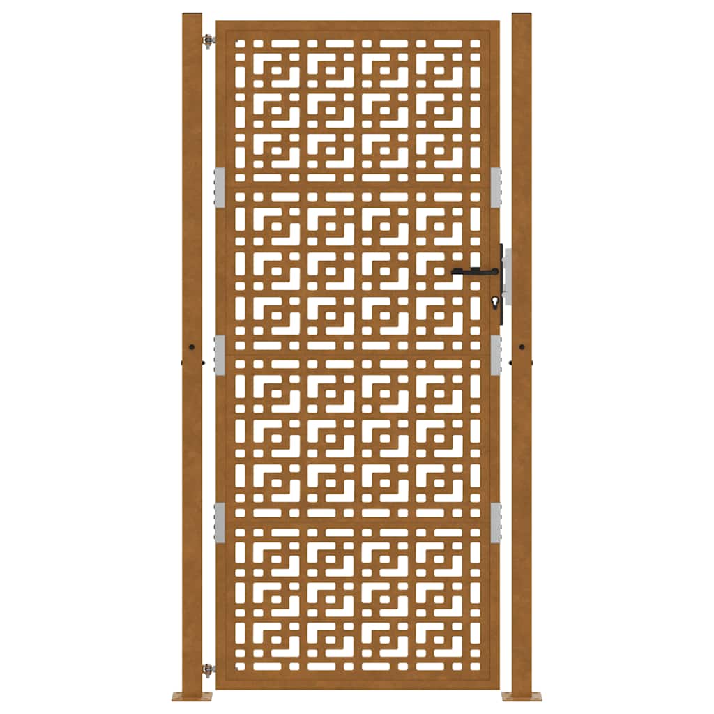 Cancello da Giardino 105x130 cm Acciaio Corten Design a Croce